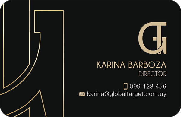 Diseño dorsal de tarjetas personales para Global Target