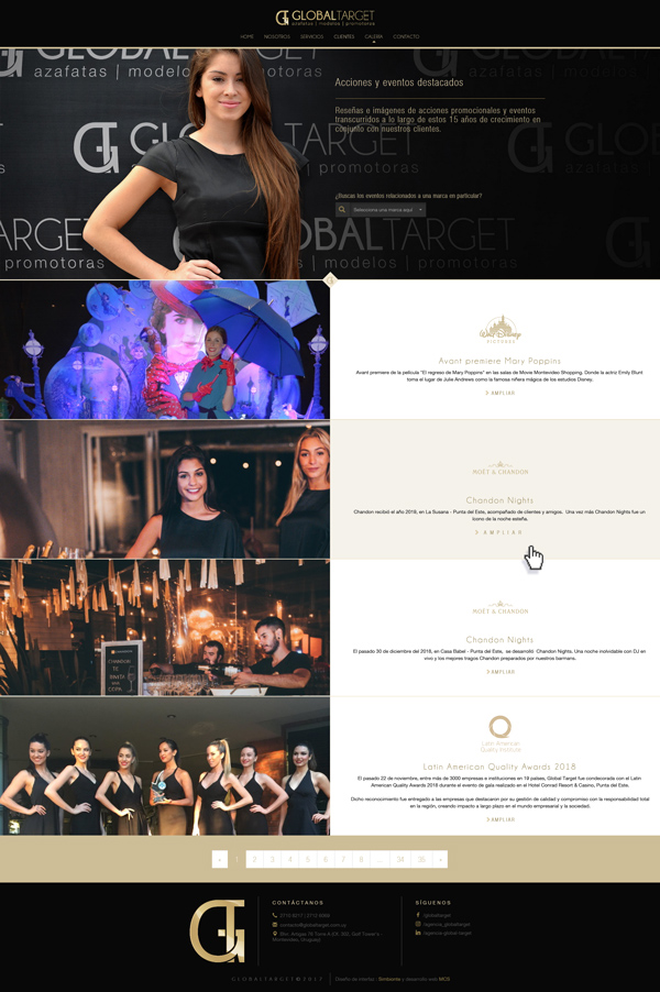 Diseño web sección de eventos de Global Target