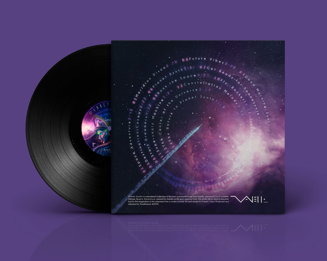 Visualización dorsal del álbum Planet Synth en vinilo