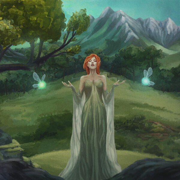Digital painting of a singing elf