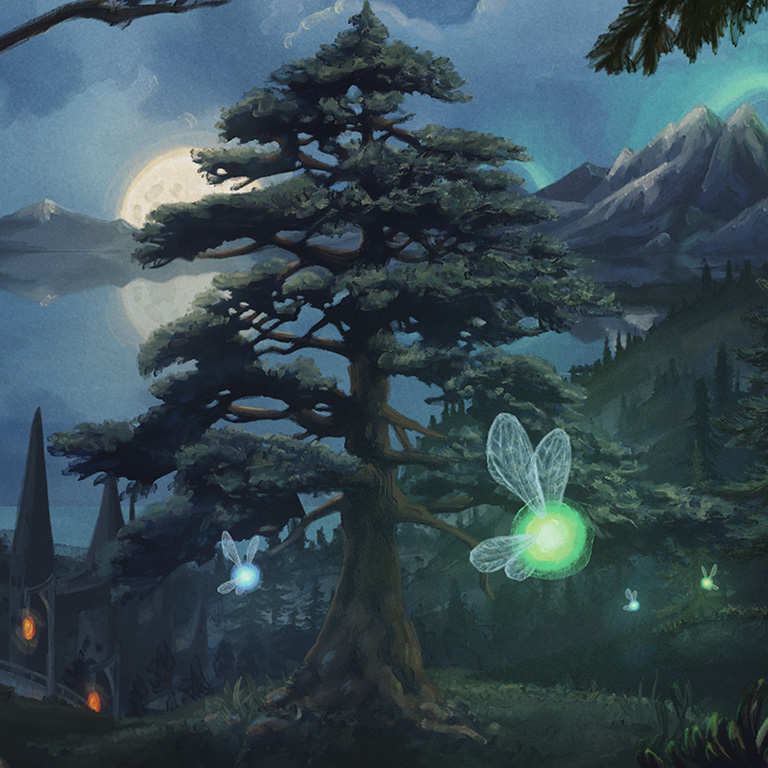 Recreation of the fantasy forest scene